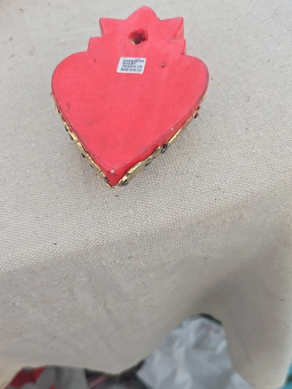 Gold-Tone Sacred Heart Ornament Picture Frame Accent in Red and Gold